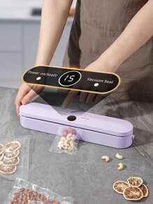 1 pieza Selladora al vacío recargable sin cable, para almacenamiento de alimentos secos/húmedos para extender la frescura, incluye 10 piezas de bolsas de sellado al vacío - Multicolor - Ver 9