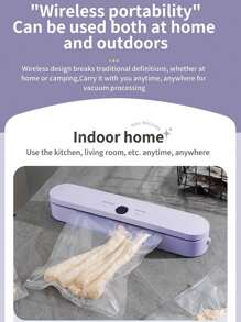 1 pieza Selladora al vacío recargable sin cable, para almacenamiento de alimentos secos/húmedos para extender la frescura, incluye 10 piezas de bolsas de sellado al vacío - Multicolor - Ver 6