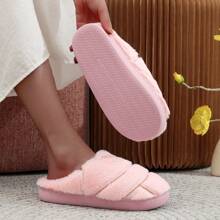 Cómodas zapatillas tipo chanclas con suela gruesa, suaves y acogedoras, con diseño tipo concha/pan mexicano, aptas como regalo festivo para hombres y mujeres - Rosa - Ver 5