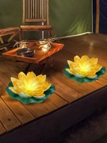 Solar Powered LED Lotus Light, Floating Lotus Light With Light, IP44 Pool Decoration Simulation LED Lotus Light In 3 Colors (Yellow+Pink+White), Decorative Desktop, Courtyard, Garden, Wedding, Pond, Landscape Decoration Floating Flower Light., Solar Lights Outdoor
