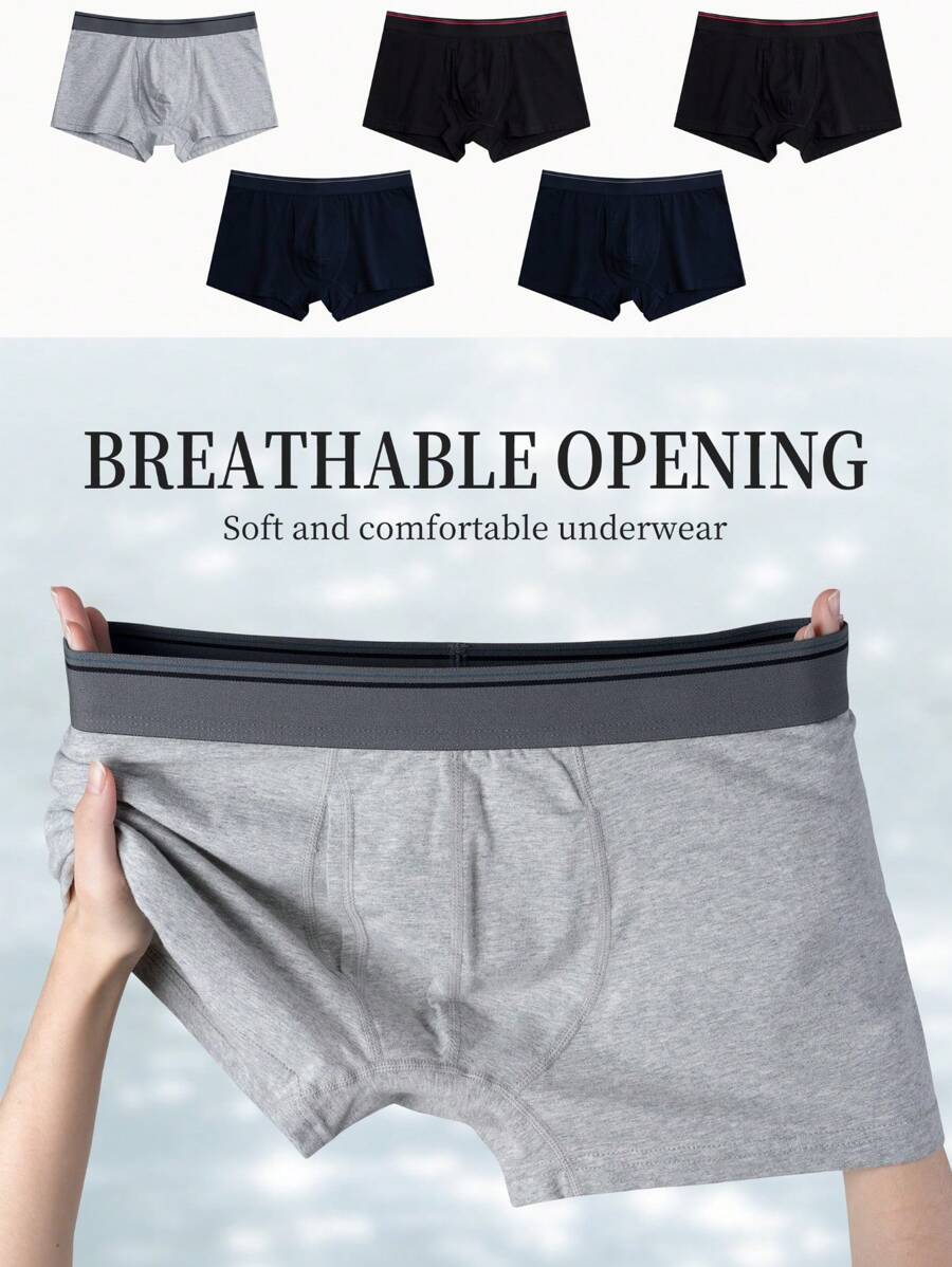 5PCS Men's Panties Cotton Multi-Color Combinations Opening Soft Comfortable And Breathable Men's Boxer Briefs - Nhiều màu - Xem 1