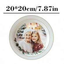 1pc Customizable Photo Portrait Ceramic Plate, Suitable For Home, Restaurant, Party, Ball, Father's Day Gift, Mother's Day Gift, Gift For Friends, Boyfriend/Girlfriend, Family, Teachers, Coworkers, Can Be Used To Serve Cakes, Desserts, Cookies And Pasta Gifts Birthday Graduation