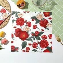 20pcs, 2025 New Soft Absorbent Full Plate Printing 2-Layer Napkins, 13x13 Inches -- Suitable For Wedding Birthday Garden Party Decoration Paper Towels, Used For Restaurant, Kitchen, Coffee Shop Decoration Supplies;