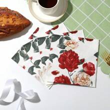 20pcs, 2025 New Soft Absorbent Full Plate Printing 2-Layer Napkins, 13x13 Inches -- Suitable For Wedding Birthday Garden Party Decoration Paper Towels, Used For Restaurant, Kitchen, Coffee Shop Decoration Supplies;