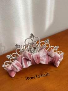 1pc Premium Velvet Red Crown Bow Girls' 3D Comb Girls' Crown Children's Headwear