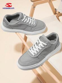 HOBIBEAR Plus Size Men's Breathable Non-Slip Casual Sneakers - Lace-Up, Fashionable, Minimalist Design, Thick Sole, Low-Top
