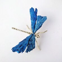 1 件天然水晶石黑色电气石光环蓝色火焰羽毛 DIY 蜻蜓动物装饰批发 7 月 4 日女士父亲爸爸礼物 - 藍羽蜻蜓 - 查看 3