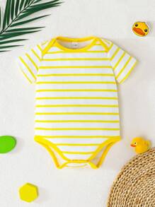 Set de 3 prendas de vestir de verano para bebé niño, con diseño de patitos: monos casuales cómodos y de fácil uso de manga corta