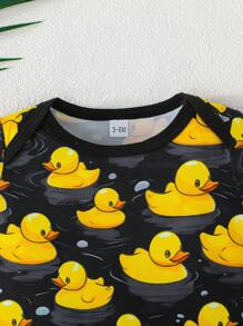 Set de 3 prendas de vestir de verano para bebé niño, con diseño de patitos: monos casuales cómodos y de fácil uso de manga corta