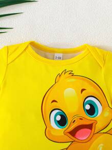 Set de 3 prendas de vestir de verano para bebé niño, con diseño de patitos: monos casuales cómodos y de fácil uso de manga corta