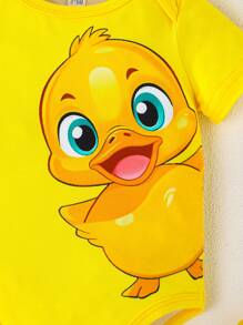 Set de 3 prendas de vestir de verano para bebé niño, con diseño de patitos: monos casuales cómodos y de fácil uso de manga corta