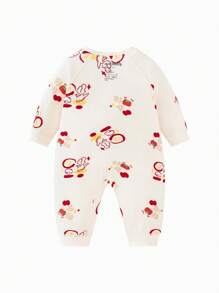 mini bala Jumpsuit Bayi Perempuan, Pakaian Dalam Bayi Perempuan Bernapas untuk Tahun Baru - putih merah - View 5