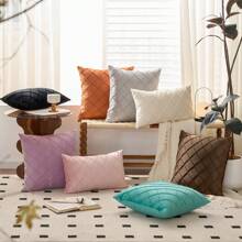 1/2pcs Velvet Diamond Pattern Throw Pillow Cover (Pillow Insert Not Included), Bohemian Style Square Cushion Case, Holiday Home Decor Pillow, Soft Comfortable Linen-Like Fabric, Modern Decorative Sofa, Bedroom, Dorm Use - Baby Blue - View 8