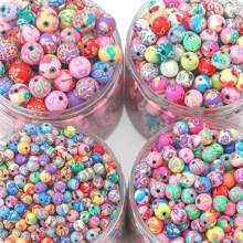 混色花朵聚合物粘土隔珠适用于珠宝制作 DIY 手链项链配件 6 8 10 12 毫米