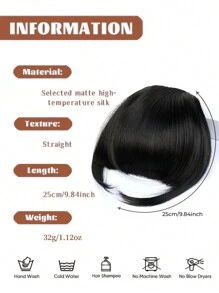 Natural Straight Synthetic Bangs High Temperature Fiber Clip-In Full Bangs With Fringe Of Hair 6 Inch Elegant Women's Clip-In Synthetic Hair Bangs With Sideburns - Perfect For Daily Use & Instant Style Upgrade Synthetic Women's Hair Short Straight Bangs Brown Black Red Wig Clip In Hairpieces For Black Heat Resistant Fiber