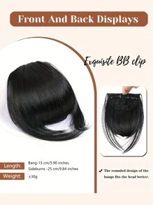 Natural Straight Synthetic Bangs High Temperature Fiber Clip-In Full Bangs With Fringe Of Hair 6 Inch Elegant Women's Clip-In Synthetic Hair Bangs With Sideburns - Perfect For Daily Use & Instant Style Upgrade Synthetic Women's Hair Short Straight Bangs Brown Black Red Wig Clip In Hairpieces For Black Heat Resistant Fiber