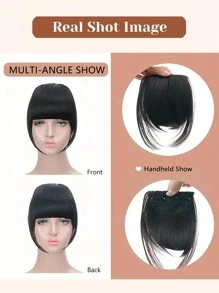 Natural Straight Synthetic Bangs High Temperature Fiber Clip-In Full Bangs With Fringe Of Hair 6 Inch Elegant Women's Clip-In Synthetic Hair Bangs With Sideburns - Perfect For Daily Use & Instant Style Upgrade Synthetic Women's Hair Short Straight Bangs Brown Black Red Wig Clip In Hairpieces For Black Heat Resistant Fiber