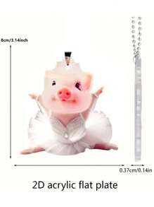 1 件 2D 亚克力可爱芭蕾猪汽车后视镜装饰吊坠、包包钥匙扣吊坠、家居装饰吊坠 - 彩色 - 查看 10