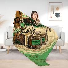 1 manta de franela acogedora con estampado de sobres de 300 g, diseño estilo grafiti, suave y cálida para sofá, cama, viajes, camping, duradera, no se desprende, absorbe el agua, ideal para San Valentín, Pascua, Día de la Mujer, Día de la Madre, Navidad