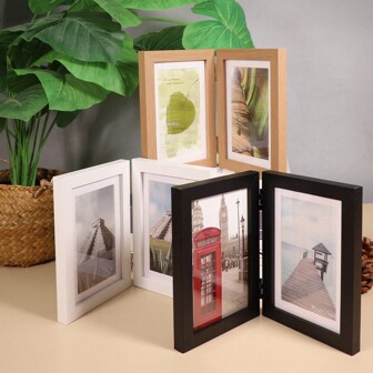 1pc Multi-Color Folding Vertical & Horizontal 6" & 7" Picture Frame, Suitable For Displaying On Living Room Shelves Or Bedroom Desktops Gifts Birthday Graduation