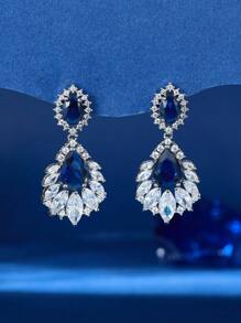 1 paire de boucles d'oreilles à pendentif style bijoux en cubic zirconia, boucles d'oreilles de soirée de mode pour la fête, cadeau de la Saint-Valentin, pour Maman, Mère, Fête des Mères, Cadeau