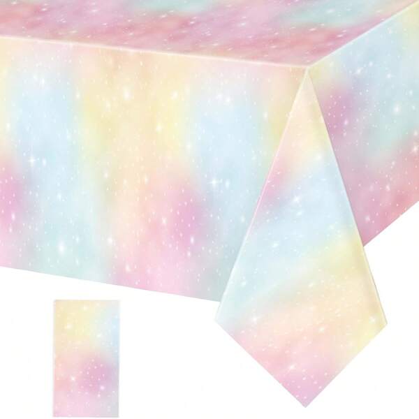 1/3/6 Pcs Pastel Rainbow Tablecloths Unicorn Table Cloth Birthday Party Decorations Plastic Disposable Rainbow Tie Dye Table Covers For Rainbow Unicorn Party Supplies, 54 X 108 In