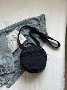 Nylon Small Round Bag, Fashion Shoulder Crossbody Bag, Versatile & High Capacity