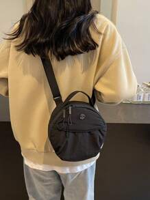 Nylon Small Round Bag, Fashion Shoulder Crossbody Bag, Versatile & High Capacity
