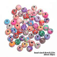 混色花朵聚合物粘土隔珠适用于珠宝制作 DIY 手链项链配件 6 8 10 12 毫米