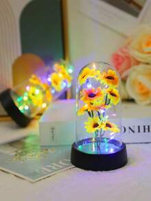 1 đèn ngủ trang trí hoa hướng dương bằng vải mô phỏng, phòng khách trong nhà, phòng ngủ, đầu giường, đèn trang trí bàn hình hoa hồng, thích hợp làm quà tặng ngày lễ tình nhân, ngày của mẹ, quà tặng sinh nhật cho bạn bè, gia đình - hoa hướng dương - Xem 7