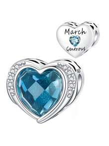 镀银吊坠爱心十二个月生日石锆石珠吊坠球适用于手链DIY女士珠宝诞生石吊坠 - 垂坠珠配方晶锆石 - 生日快乐母亲节珠宝 - 彩色 - 查看 11