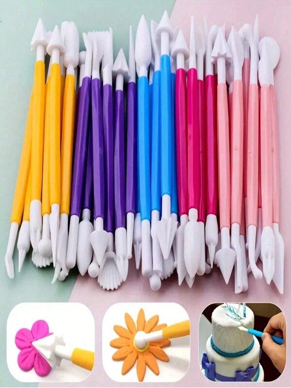 Set de 8 piezas de arcilla, arcilla suave y arcilla polimérica para manualidades de DIY, hornear pasteles y decoración floral, kit de 8 herramientas, regreso a la escuela, útiles escolares