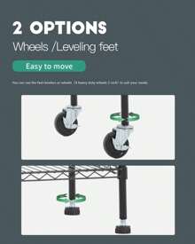 BestOffice 6 Tier Wire Shelving Unit With Wheels 2100LBS Capacity-18x48x82, Chrome - 黑色 - 查看 3