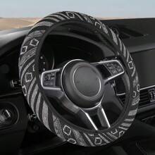 1 pieza Funda para volante bohemia sin forro interior, protector de volante de coche de material de lino, diseño hippie, antideslizante, transpirable, absorbente del sudor, se ajusta a volantes de 14,5-15,2 pulgadas, adecuado para automóviles y SUV del hogar