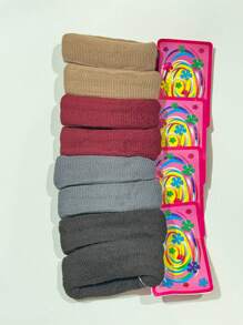 24 Unidades Conjunto De Laços De Cabelo Pretos De Alta Elasticidade Com Design De Faixa De Cabelo Espessa - Multicolorido - Visão 3