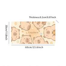 35.4x15.7 英寸卡通水豚图案鼠标垫，大号桌面垫，防滑橡胶底座，办公桌配件，送给朋友和女性的礼物，返校季游戏鼠标垫，办公用品