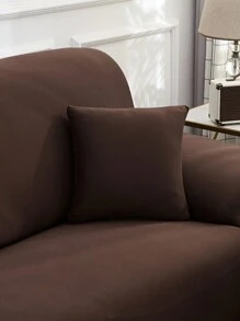 1 件牛奶丝绒纯色沙发套套装包括 1 个枕套，高弹性，四季使用，适合各种场合，易于安装，防宠物 - 棕色 - 查看 5