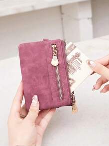 Retro Folding Wallet With Zipper Multifunctional Women's Wallet Made Of High-Quality PU Leather