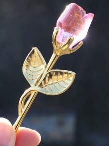 1 Peça Rosa de Vidro Mini Flor de Artificial, Mini Caixa de Presente de Decoração para Dia dos Namorados, Ano Novo, Homecoming, Casamento, Presente de Aniversário (Vem com Caixa de Embalagem de Presente)