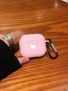 Wedding Pink Heart Print Airpods Pro (2nd Generation), Airpods 3, Airpods Pro, Airpods 1/2, Airpods 4 Earphones Case, Comes With 1 Earphone Case Hook