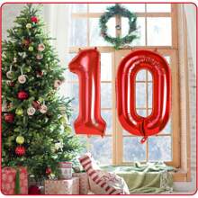 40 英寸大数字气球，铝箔聚酯薄膜大数字气球，适用于生日派对用品装饰，圣诞节 - 紅色 - 查看 7