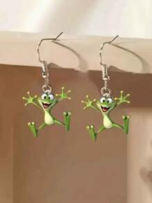 1 Coppia di orecchini a forma di rana in acrilico piatto 2D, regalo di moda per donne, per San Valentino, feste, mamma, madre, festa della mamma