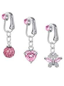 Fake Belly Rings For Men Women Belly Rings Clip On For Men Fake Belly Piercing Clip On Belly Buttons Bar No Piecing For Men Fake Navel Ring, Cubic Zirconia Stainless Steel Butterfly Heart Shape CZ Faux Non Pierced Belly Ring Navel Cuff For Women Men No Piercing Body Jewelry CZ - Fake Belly Rings - View 22