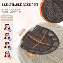 Megito Hair Topper 18 Inch Hair Toppers For Women With Thinning Hair Long Layered 6.5"X6.5" Synthetic Toppers Hair Pieces For Women Fiber Wiglets Ladies(3 Tone Blonde) - Silver White with Dark Root - 查看 5