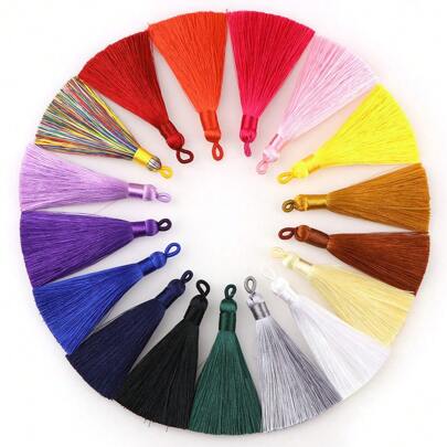 5Pcs/Set 80mm Long Mix Color Silk Tassel With Hole Brush For Earring Charm Pendant Satin Tassels Women DIY Jewelry
