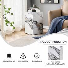 MUUOKY 11.8"Modern Square Marble Side Table, White Faux Marble End Table For Living Room, Bedroom, Sofa, Couch, Bedside Nightstand Accent Table, Small Coffee Table For Apartment, Home, Office, Fully Assembled, Easy To Clean, Stylish Home Decor Furniture, Spring Refresh, Summer - trắng - Xem 5