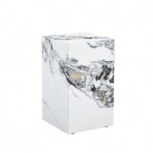 MUUOKY 11.8"Modern Square Marble Side Table, White Faux Marble End Table For Living Room, Bedroom, Sofa, Couch, Bedside Nightstand Accent Table, Small Coffee Table For Apartment, Home, Office, Fully Assembled, Easy To Clean, Stylish Home Decor Furniture, Spring Refresh, Summer - trắng - Xem 11