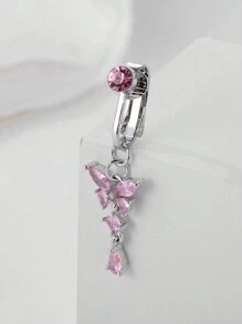 Fake Belly Rings For Men Women Belly Rings Clip On For Men Fake Belly Piercing Clip On Belly Buttons Bar No Piecing For Men Fake Navel Ring, Cubic Zirconia Stainless Steel Butterfly Heart Shape CZ Faux Non Pierced Belly Ring Navel Cuff For Women Men No Piercing Body Jewelry CZ - Fake Belly Rings - View 6