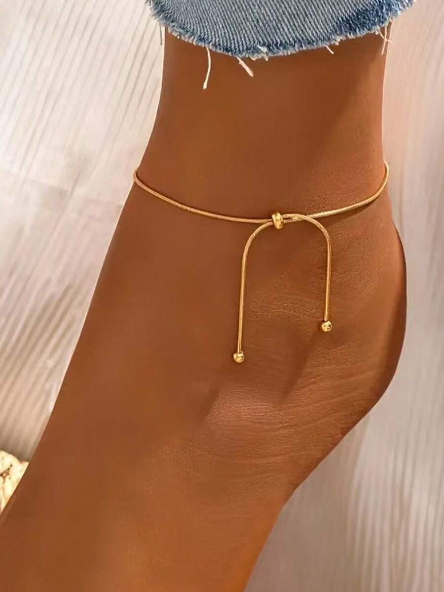 1 Stück modischer, verstellbarer Edelstahl Fußkettchen, einfacher und vielseitiger Knöchelschmuck für Frauen