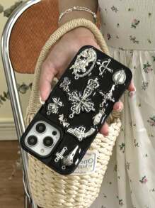 1pc Junk Y2K Cute Punk Phone Case Compatible With Iphone 16 15 14 13 12 11 Pro Max Plus Soft Silicone Back Cover - Silver - View 4